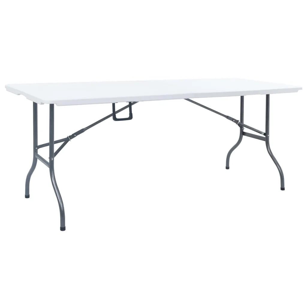 Tavolo Giardino Pieghevole 2 Panche 180cm Acciaio e HDPE Bianco cod mxl 38684
