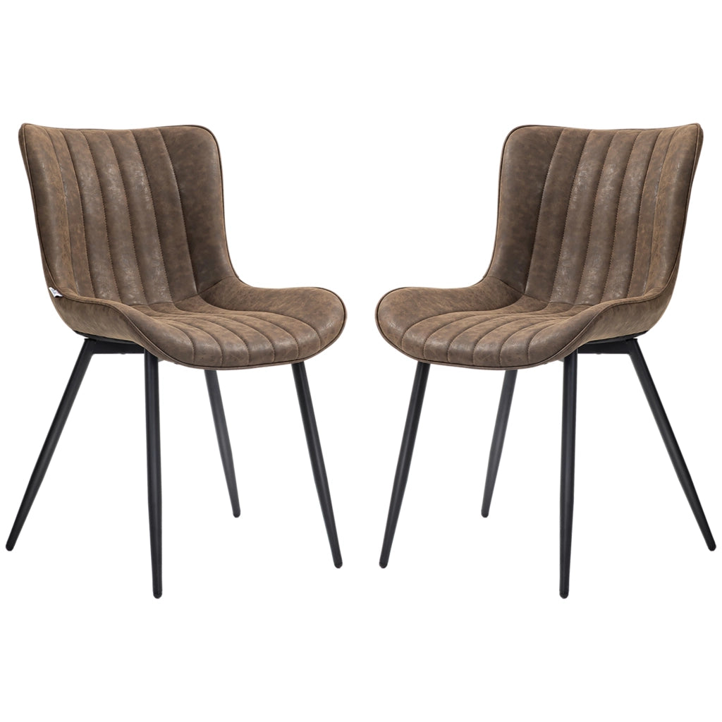Set 2 Sedie da Pranzo Imbottite ¨C Xylo ¨C Velluto Marrone Schienale Capitonn¨¦ Design Moderno