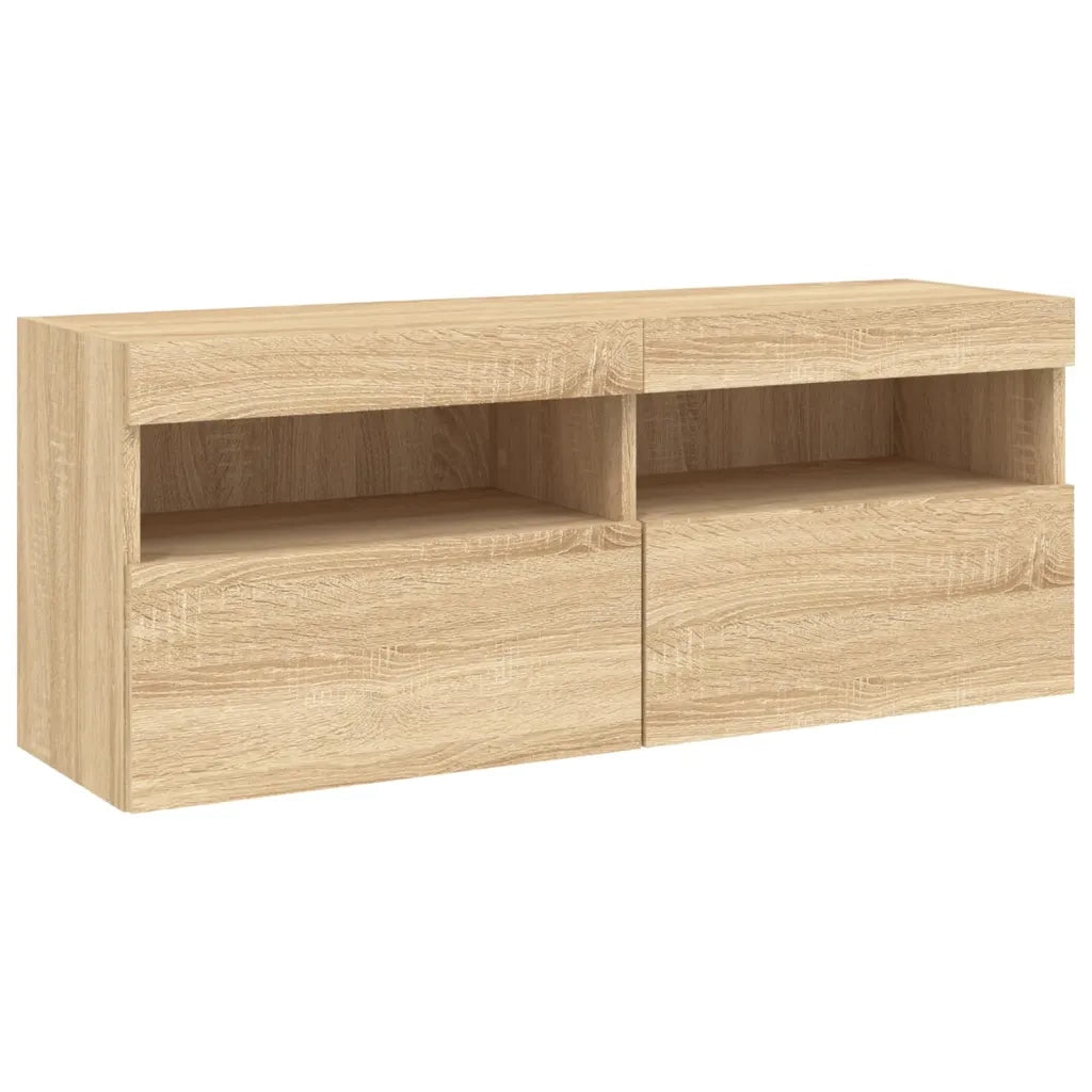 Mobili TV a Muro con LED 5pz | Armadietto TV | Mobile Porta TV Rovere Sonoma Legno Multistrato