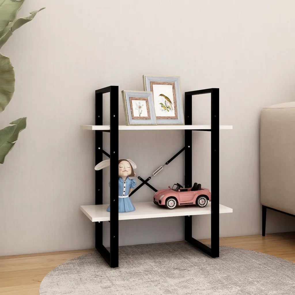 Libreria a 2 Ripiani Bianca 60x30x70 cm in Massello di Pino 806433