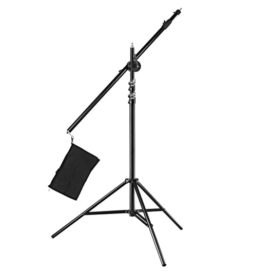 Stativo a giraffa con braccio telescopico 120-220 cm e sacca di contrappeso, treppiede di altezza regolabile fino a 460 cm, per flash, softbox, luci LED e riflettori