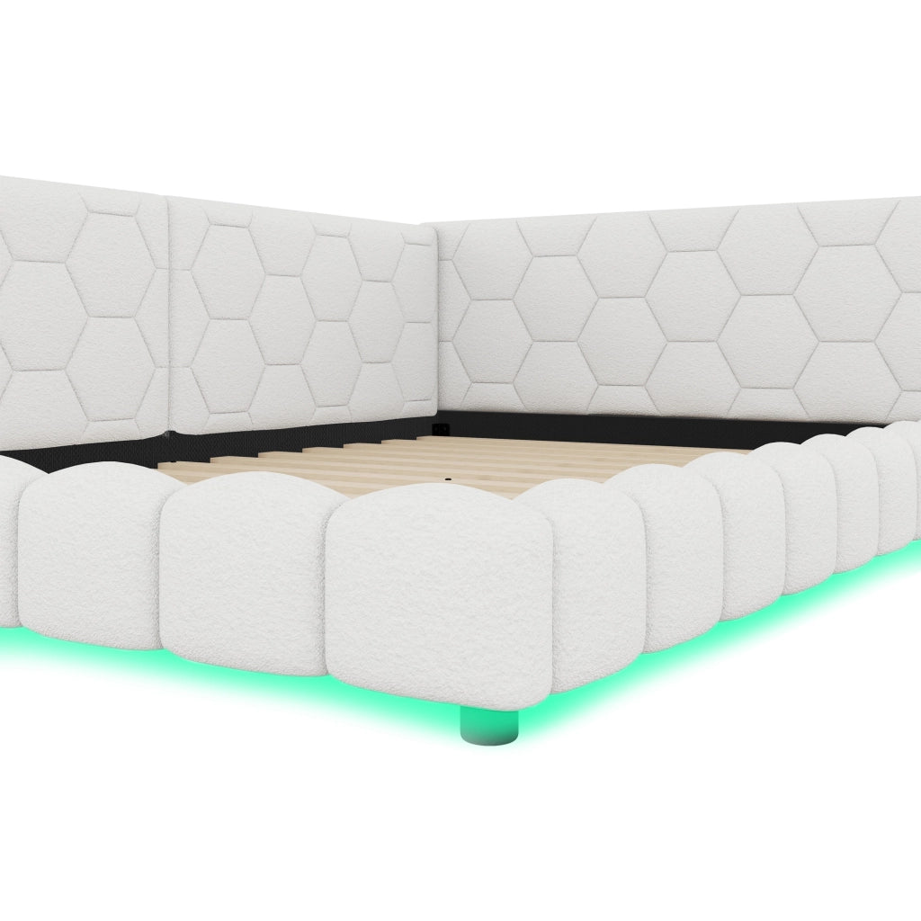 LETTO Giorno 140x200 cm con illuminazione LED, USB e Type-C, Bianco