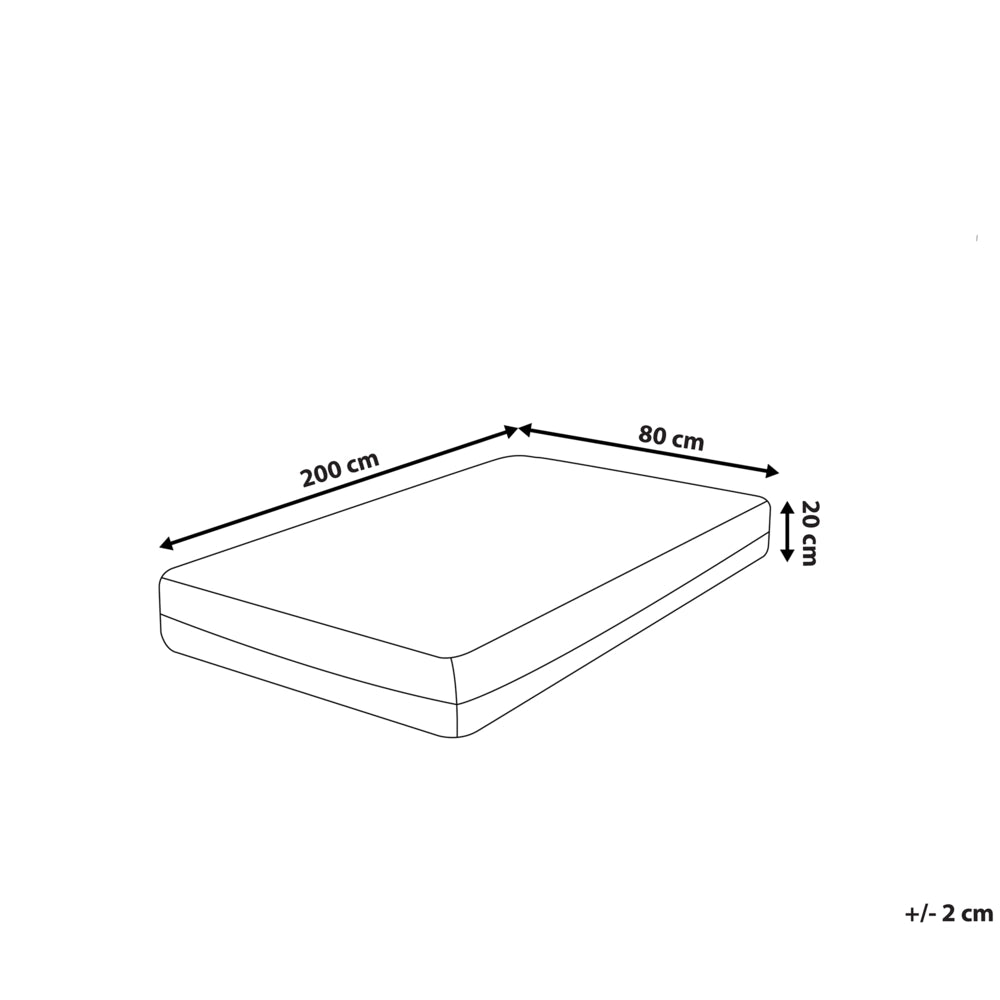 Materasso in Memory Foam Bianco con Tessuto Grigio Duro 80 x 200 cm