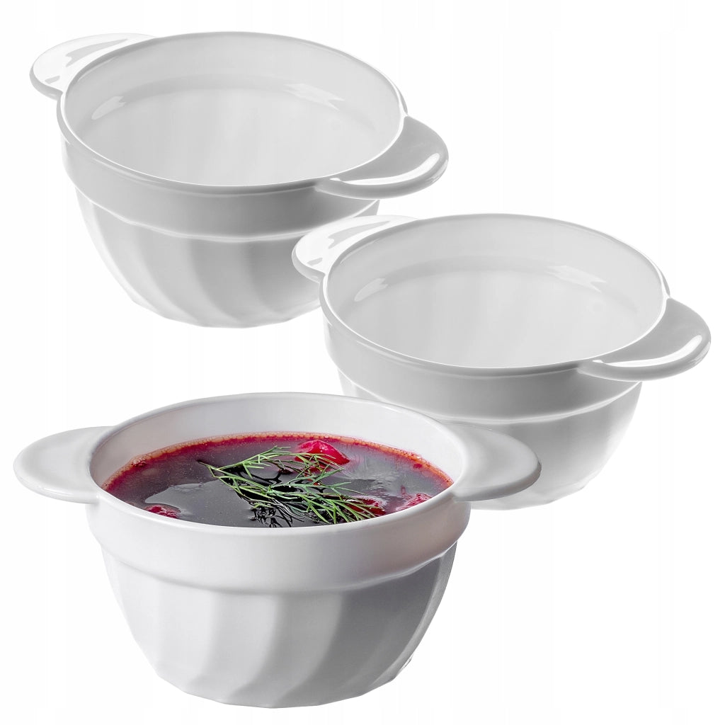 Set di 3 ciotole da zuppa KADAX da 650 ml, bianche.