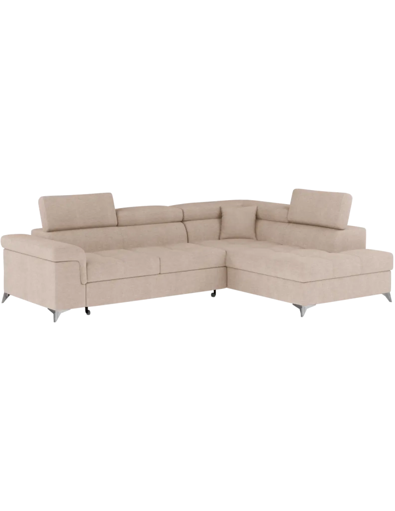 Divano angolare convertibile PALAZZO 4 posti beige – angolo destro con baule