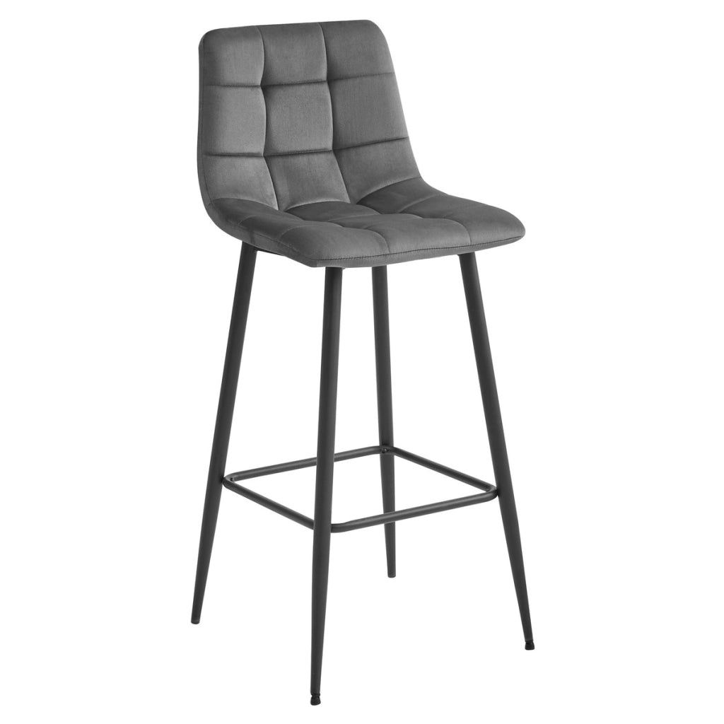 Sgabello bar Arceto in velluto grigio scuro con gambe nere