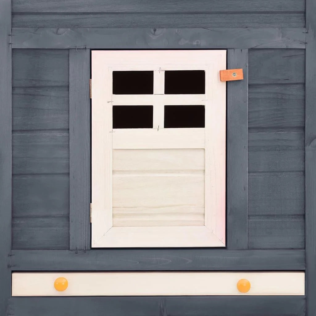 Gabbia/conigliera da esterno 250 x 192 x 105 cm con recinto grigio e bianco legno di abete 02_0000595