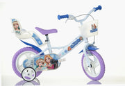 SCH SNOW QUEEN 12", bicicletta per bambini, adatta tra i 3 e i 5 anni, per altezza tra 85 e 105 cm, con cestino e portab