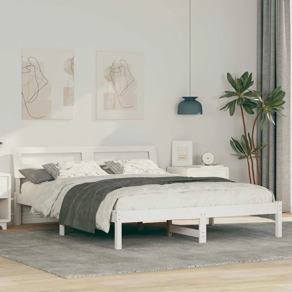 Struttura del letto Bianco 140 x 200 cm Pino massello 872777