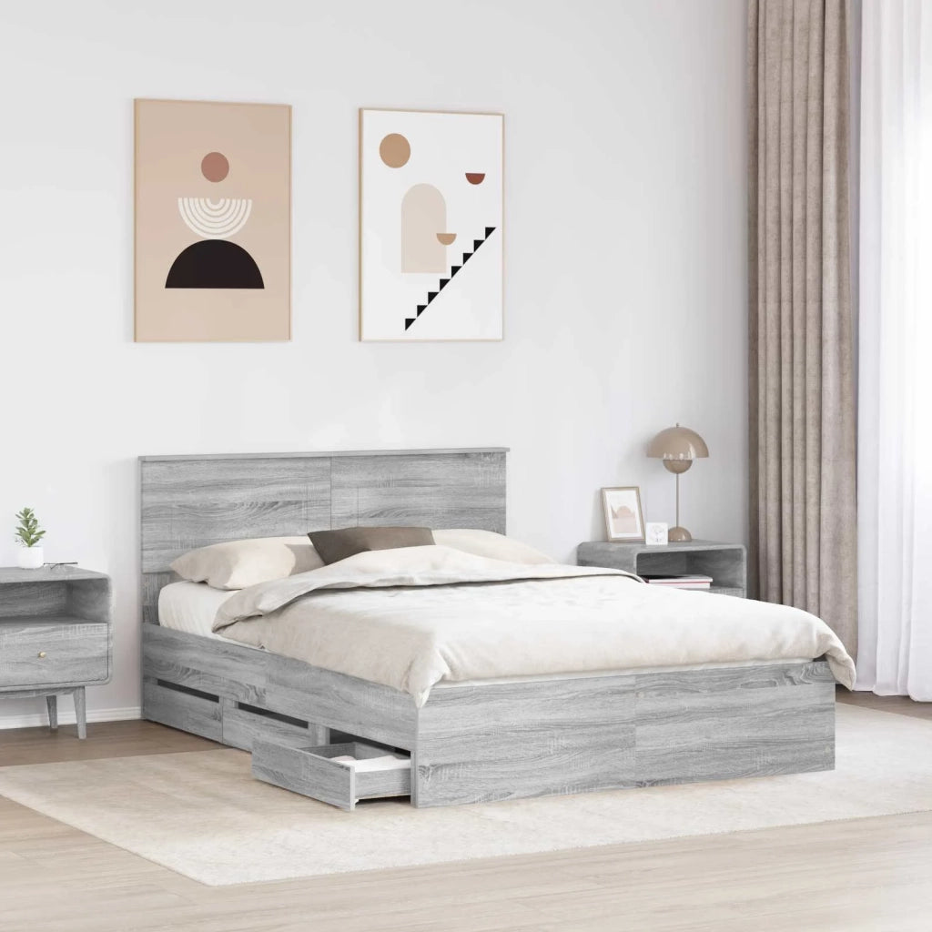 Struttura del letto con cassetto Grigio Sonoma 140 x 190 cm 3407982