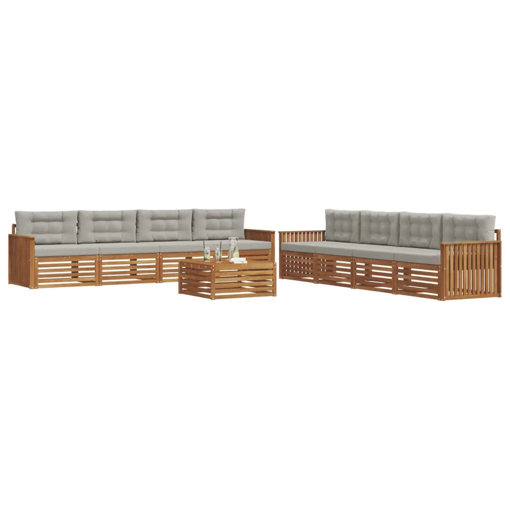 Set di divani da esterno 9 pcs Grigio Naturale e Chiaro 3373216