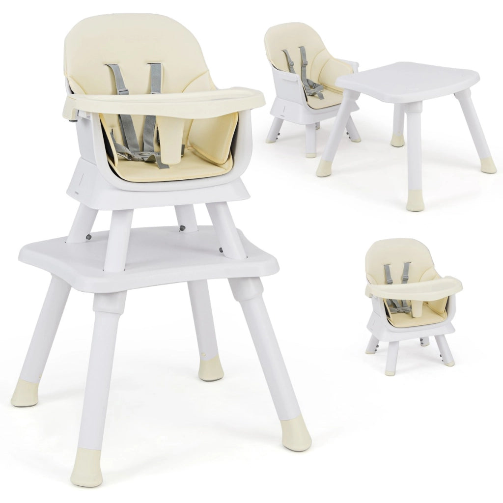 Seggiolone per neonati con imbracatura a 5 punti cuscino rimovibile, Seggiolone per bambini convertibile Beige-Seggioloni