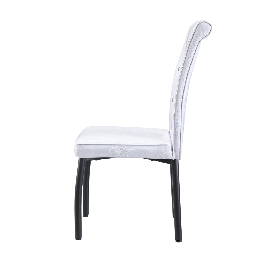 Sedie da Pranzo Set 2 Pezzi ¨C Xylo ¨C Bianco, Similpelle con Bottoni, Gambe in Metallo