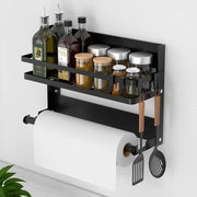 Kruidenrek per muro - mobile per cucina senza perforazione - 1 pezzo - nero - acciaio inossidabile