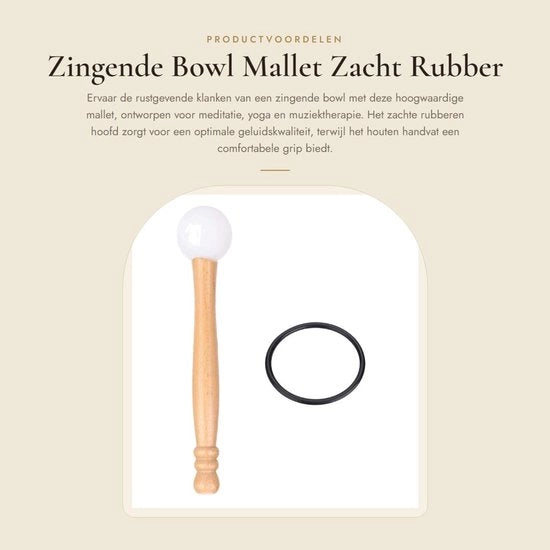 Mallet a Bolla in Gomma Soft - Strumento a Percussione - Manico in Legno - Meditazione/Yoga - Qualità Acustica - Materiale Sostenibile