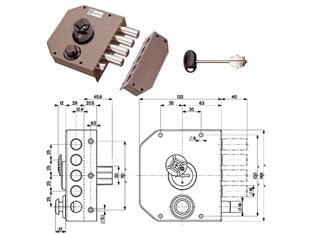 SERRATURA LATERALE DA APPLICARE CON SCROCCO DOPPIA MAPPA 20510  mm.60 DX (20510VDDM)    MOTTURA