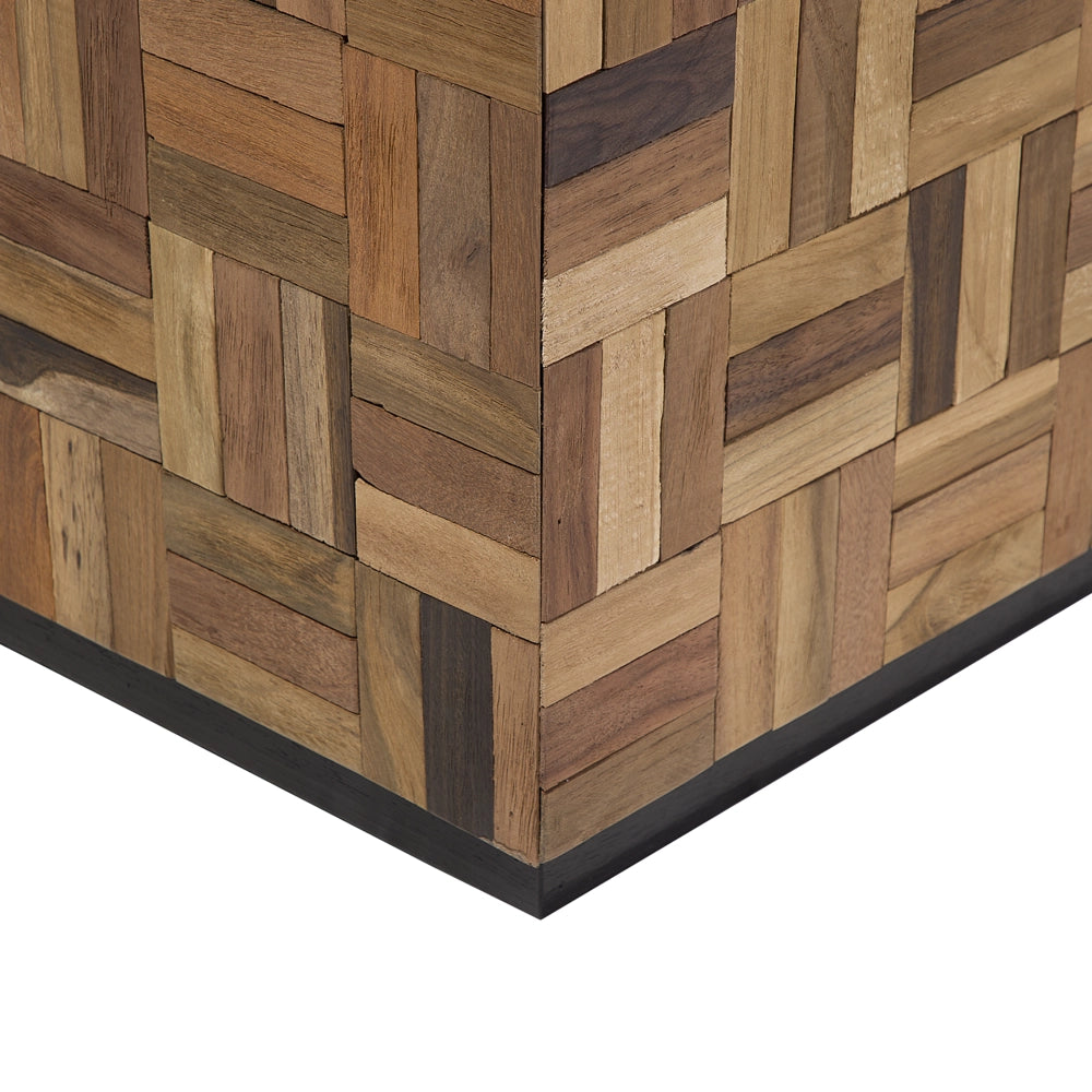 Tavolino da caffè in legno chiaro Teak Cube Tavolino con in stile rustico