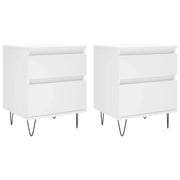 Set di 2 Comodini | Armadio da Notte | Mobiletto da notte Bianchi 40x35x50 cm in Legno Multistrato