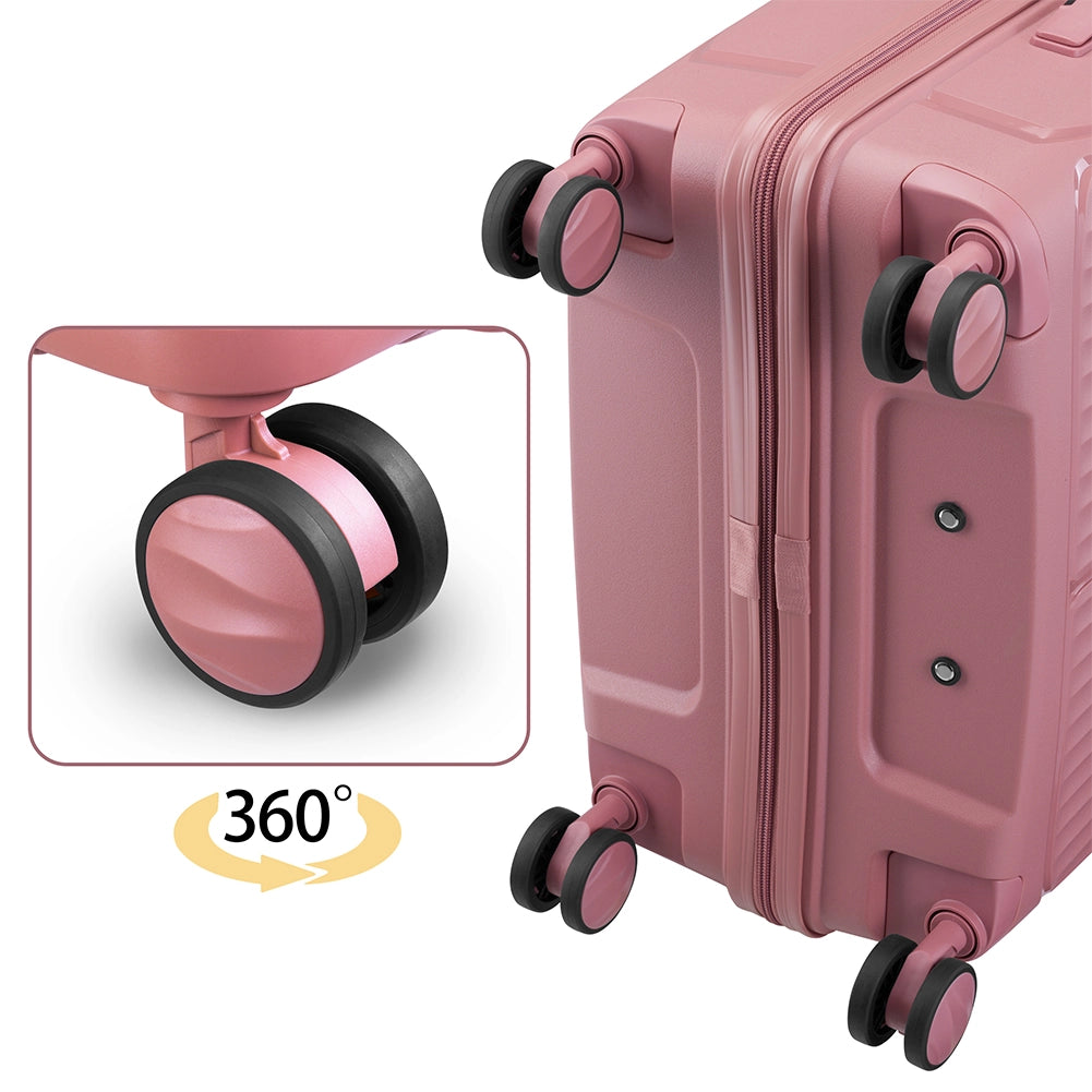 Set 3 Valigie in ABS Rigide Rosa 90-59-38L Ruote Easy Roll e Manico Telescopico