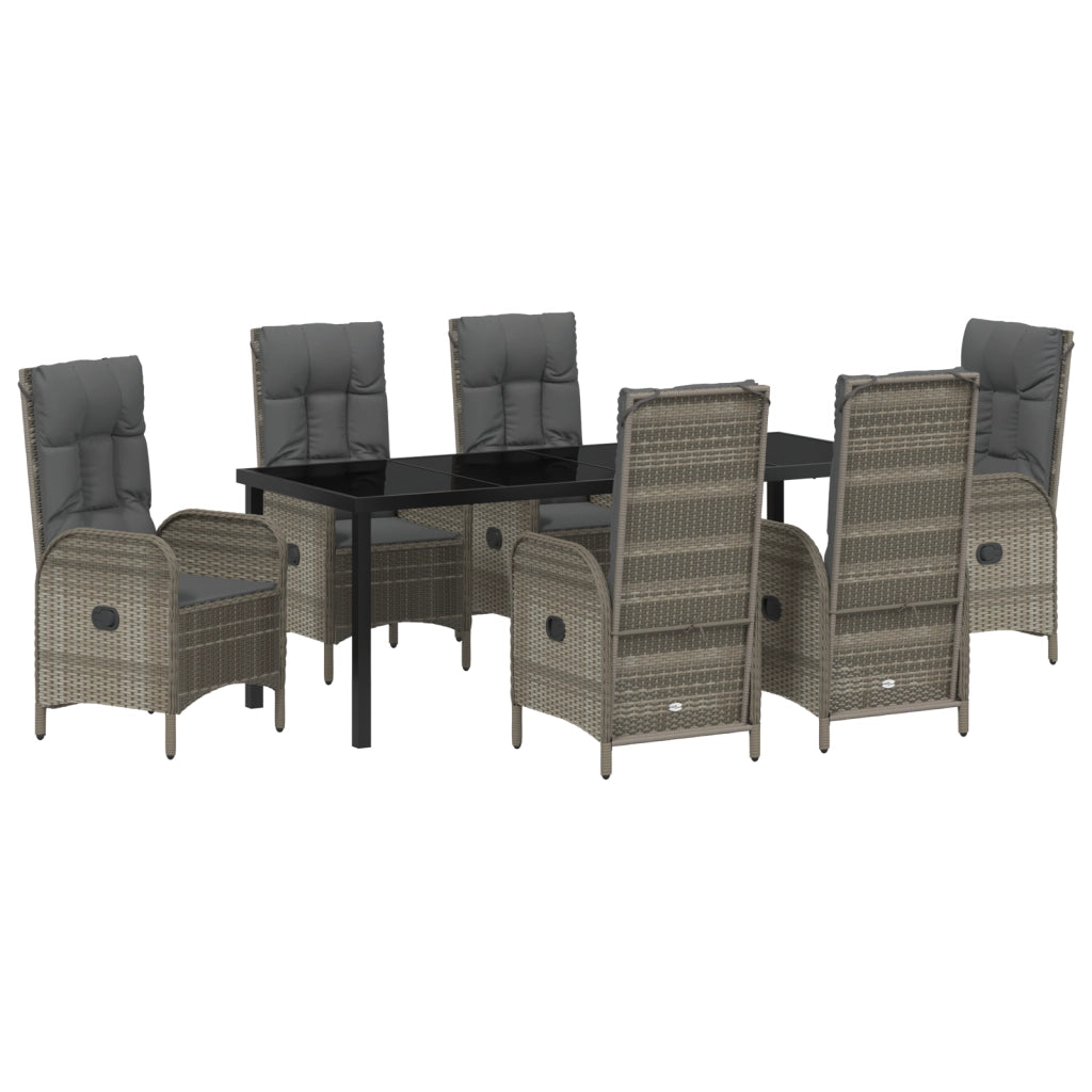 Set da pranzo da giardino 7 pezzi Grigio Polyrattan