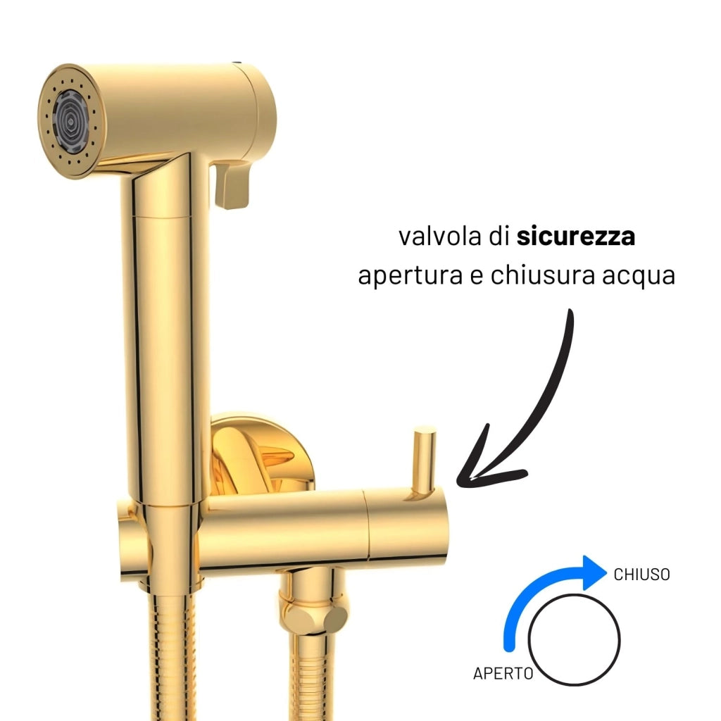 Idroscopino wc doccetta ottone portatile shutoff monogetto con leva ogomondo kit *** finitura- oro lucido tondo, conf...