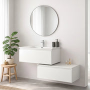 Mobile bagno sospeso 90 cm bianco con lavabo integrato e cassetto Nuvola