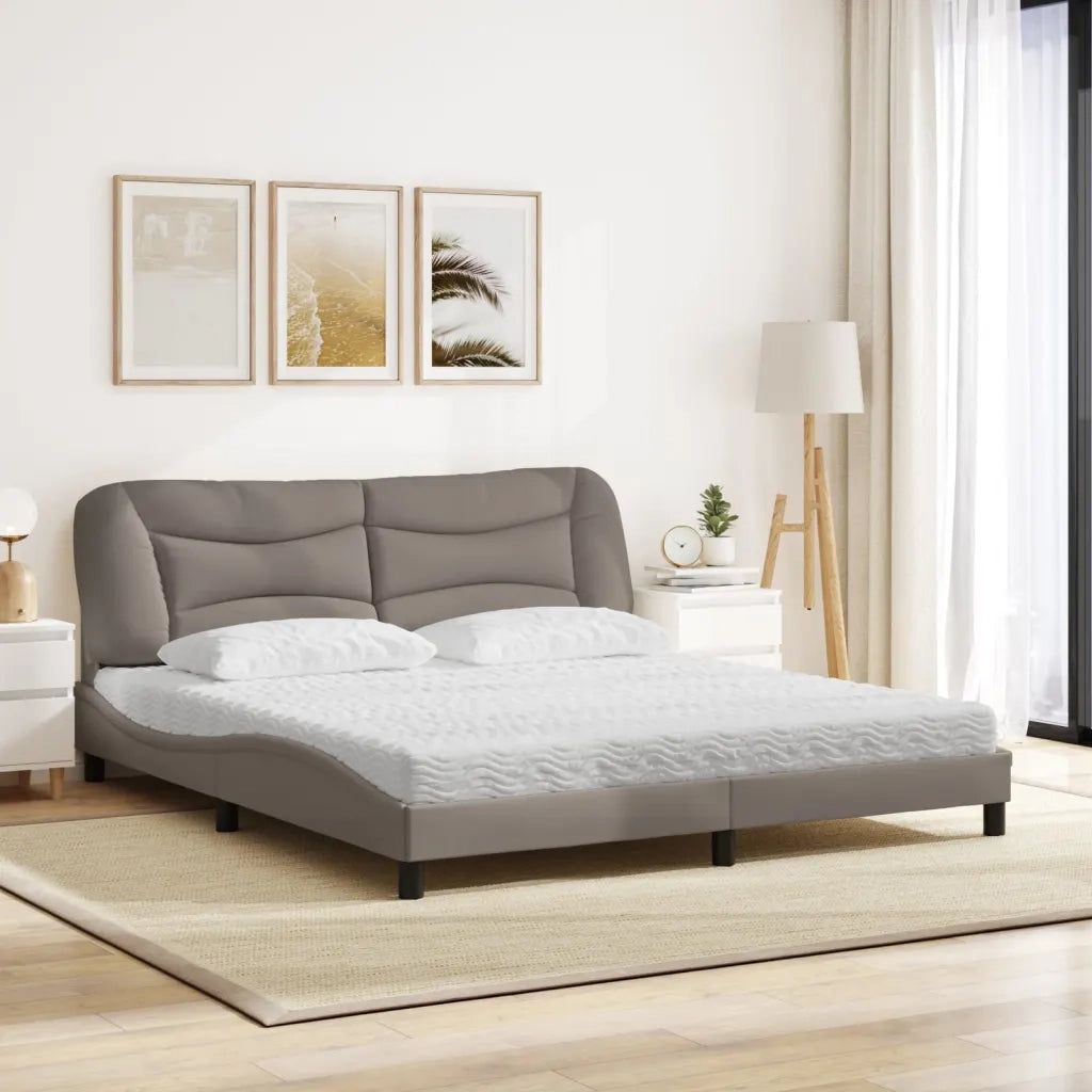 Letto con Materasso Tortora 180x200 cm in Tessuto