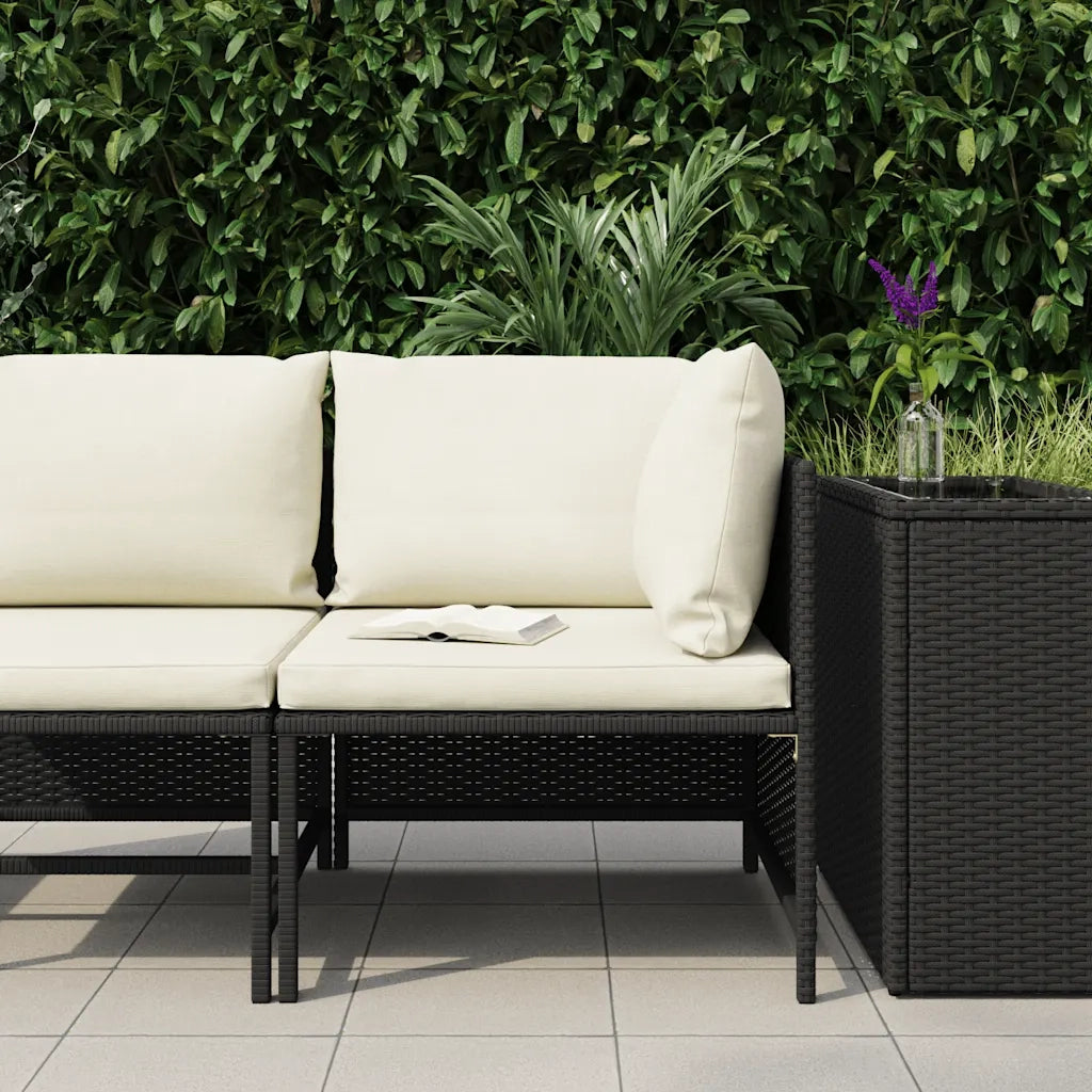 Divano ad Angolo Modulare con Cuscini in Polyrattan Nero cod mxl 61585