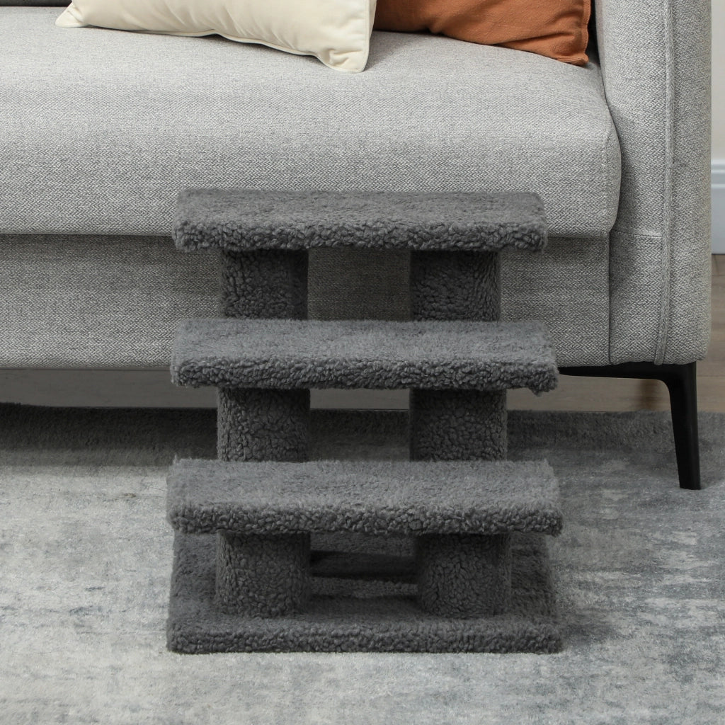 Scaletta per gatti a 3 gradini, 45 x 35 x 34 cm, grigio scuro