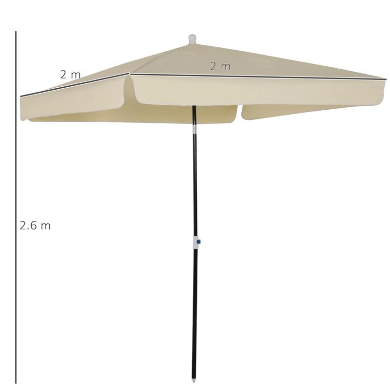 OMBRELLONE DA ESTERNO 200 X 200CM  GIARDINO CON TETTUCCIO QUADRATO BIANCO CREMA