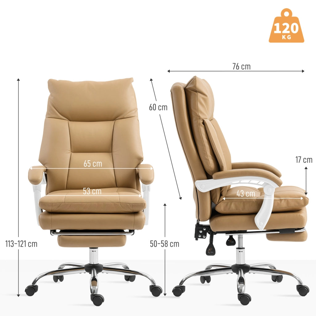 Sedia da ufficio ergonomica ¨C Minimal ¨C schienale regolabile, supporto lombare, poggiapiedi, marrone chiaro
