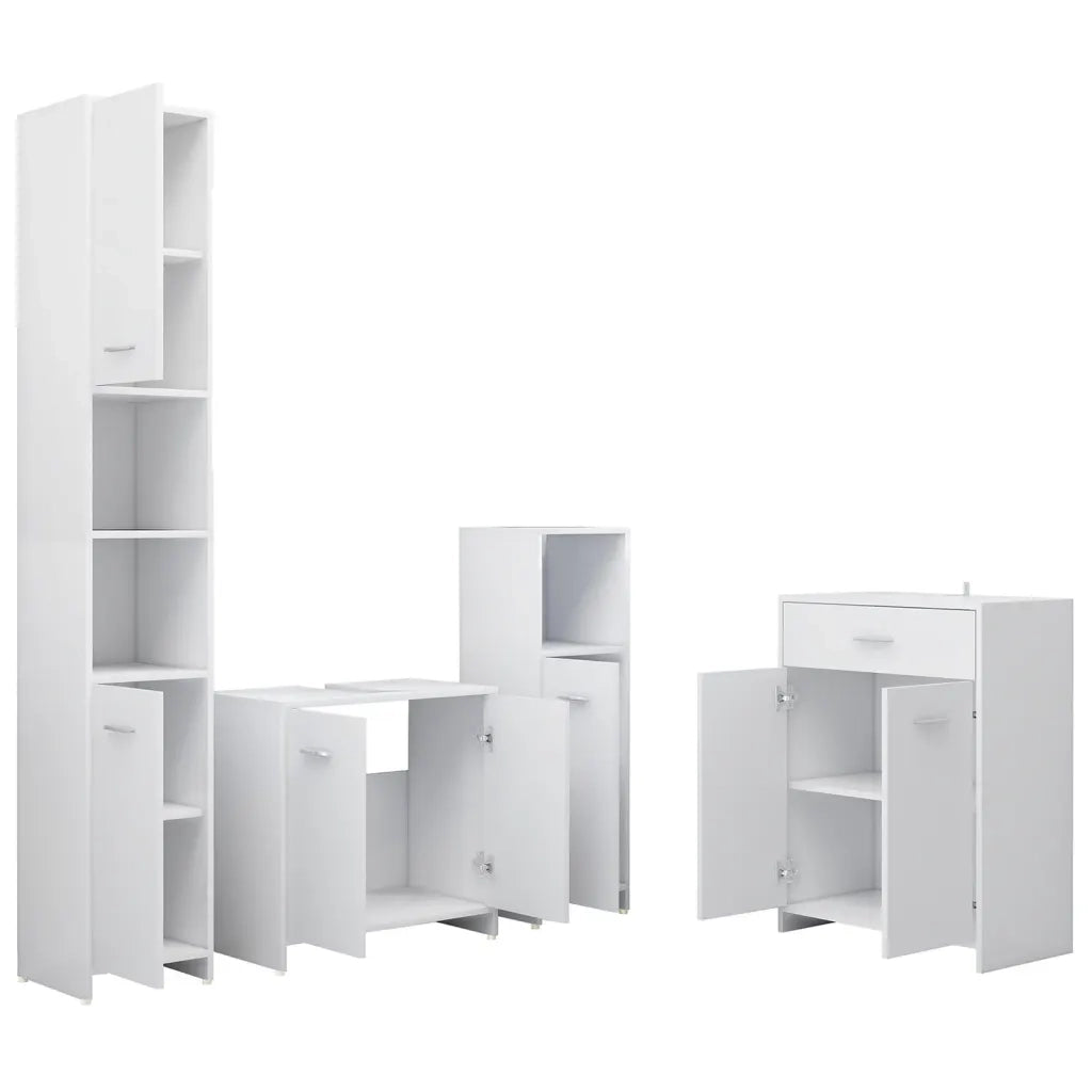 Set Mobili da Bagno 4 pz Bianco