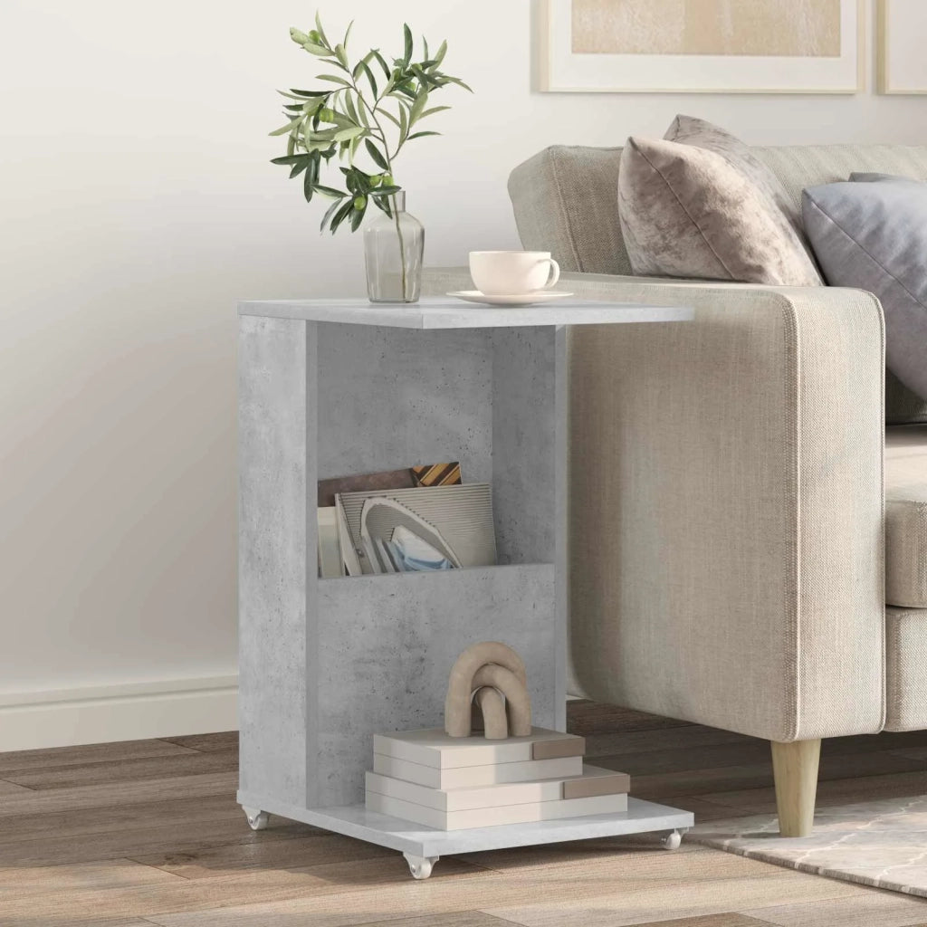 Tavolo laterale con ruota Grigio cemento 40 x 35 x 60 cm 8000375