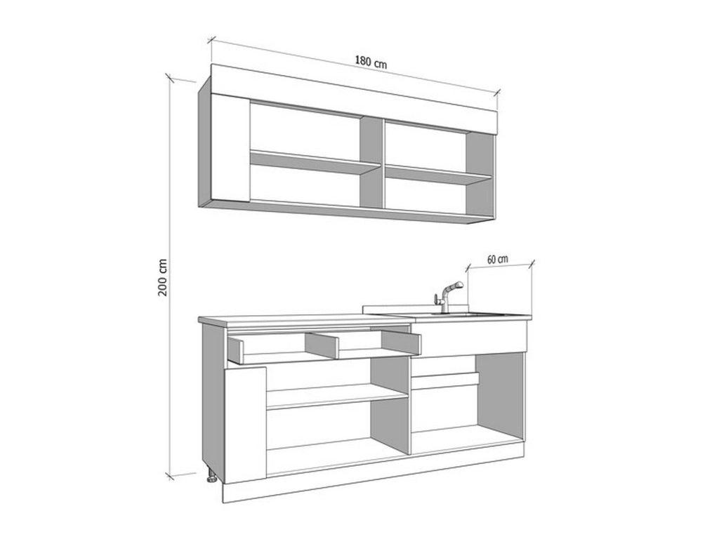 Cucinino Interamna, Cucina un Cassetto, Elettrodomestici non inclusi, Nero Antracite