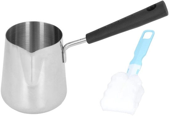 Mini Bollitore Elettrico - Meltsiglia - Maniglia Resistente al Calore - Argento - Pialla Turca - Duraturo e Facile da Usare - Adatto per...