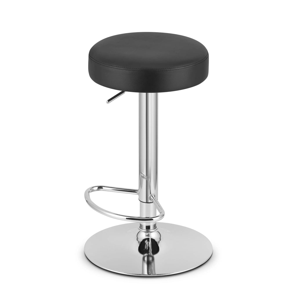 Sgabello girevole VALORA ROJST - Ecopelle nera / Base cromata