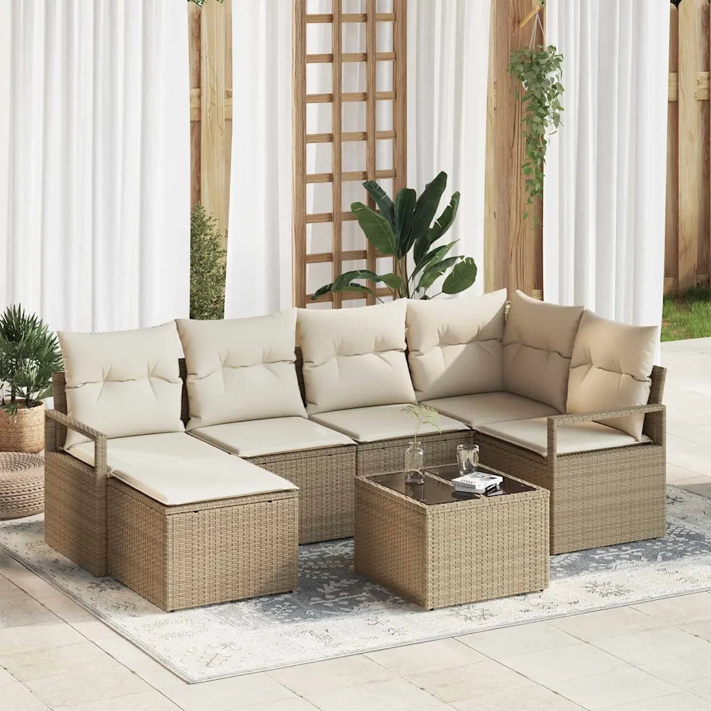 Set di divani 7 pcs Beige polyrattan 3346461