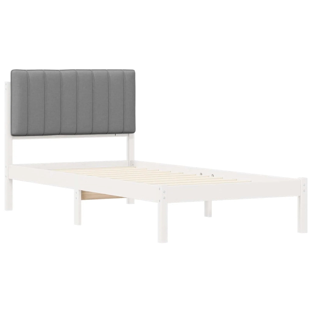 Letto con Testiera Rivestita Grigio chiaro 90 x 190 cm 878088