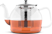 Tazza da tè trasparente 800ml con infusore per tè libero - Ideale per 2-4 tazze, resistente al calore e facile da pulire