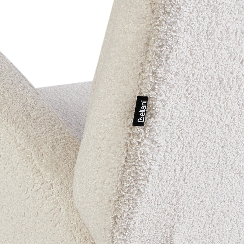 Sedia a dondolo in Boucle bianco sporco e legno di gomma soggiorno salotto