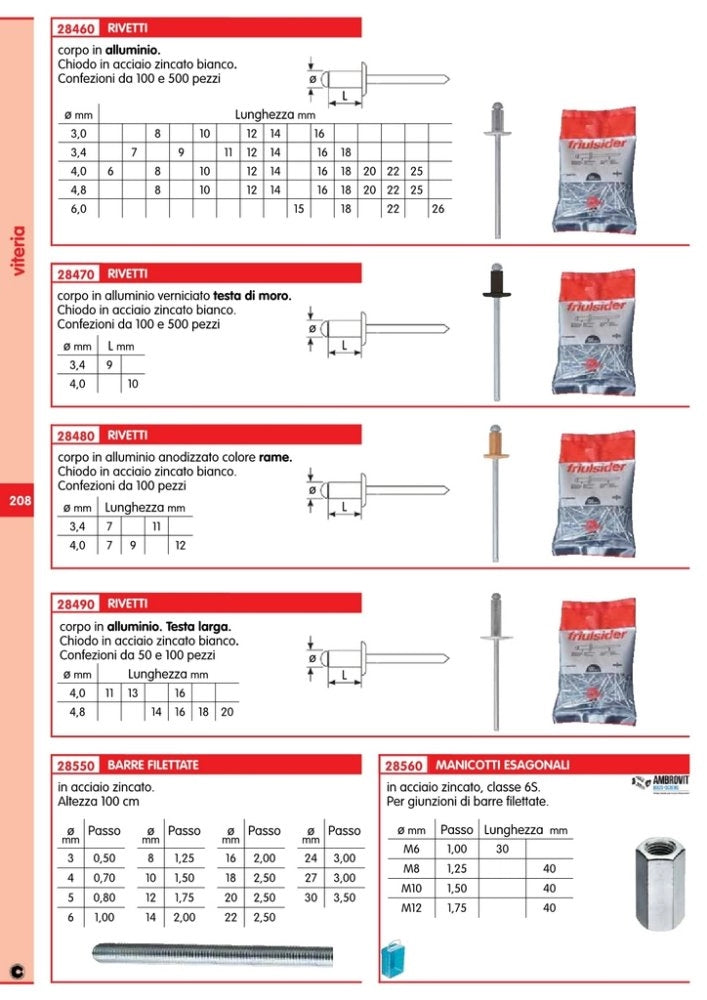 1000pz rivetti in alluminio 4,0x08 cod:ferx.8566