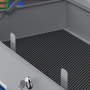 Cassetta Attrezzi con 6 Cassetti un Bauletto e 2 Chiavi 60x26x34 cm in Acciaio Blu