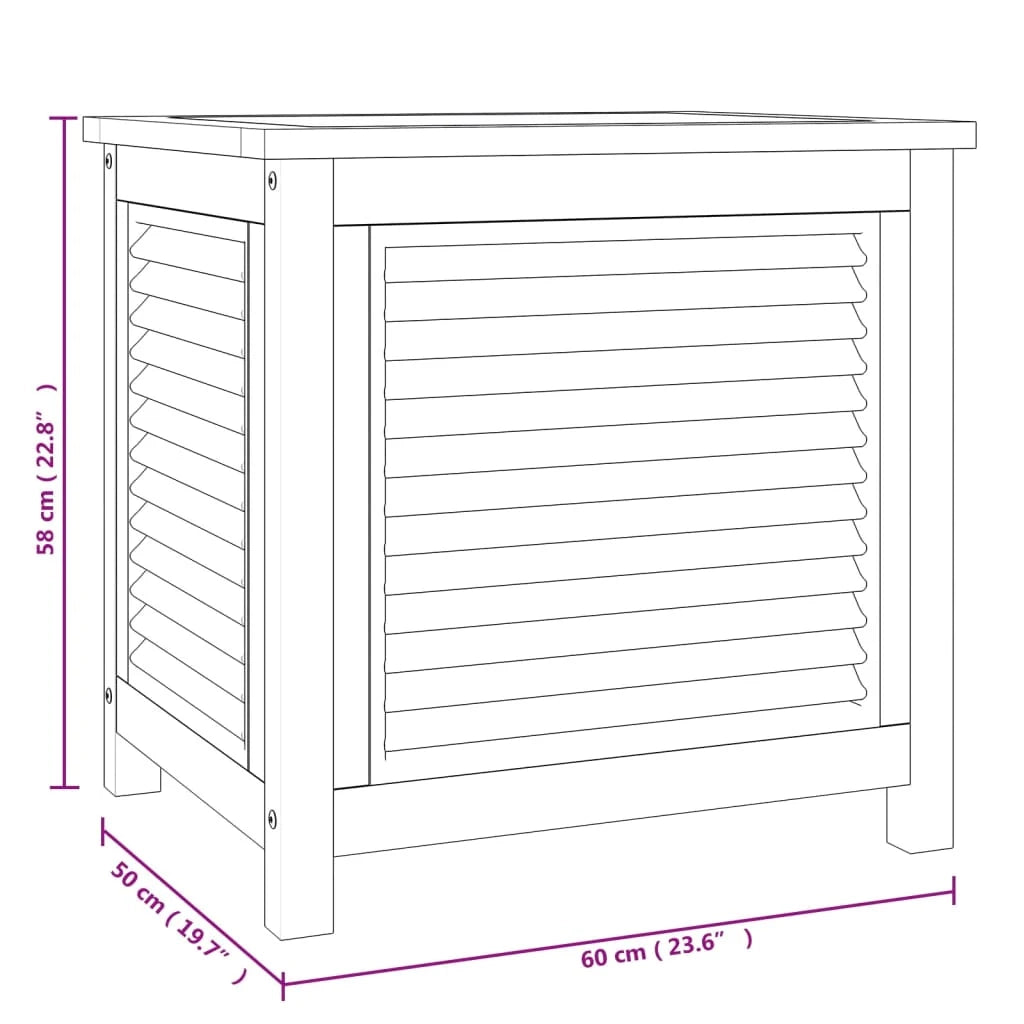 Cassetta portaoggetti e borsa per mobili da giardino 60 x 50 x 58 cm in legno massello di teak 02_0013074