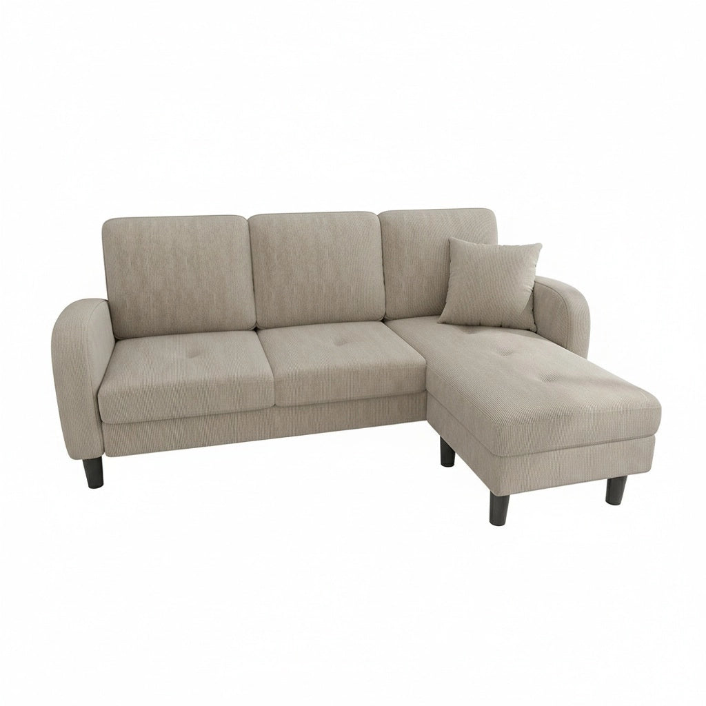 Canap¨¦ angolare L con chaise longue - Xylo - 166x118x77 cm - Tessuto velluto coste design modulare