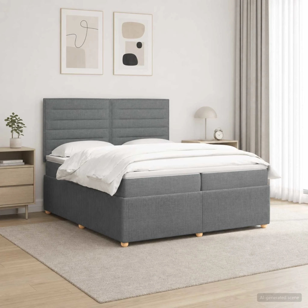 Letto Box Spring LED con Materasso Grigio Scuro 200 x 200 cm 3455931