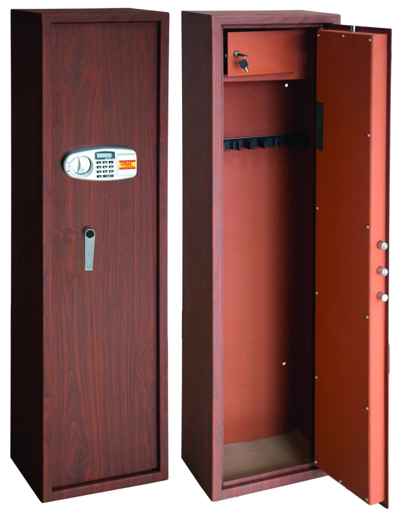 Utilia TOP Security ARMADIO PORTAFUCILI ELETTRONICO EFFETTO LEGNO 8 Posti mm.400x280x1480 h