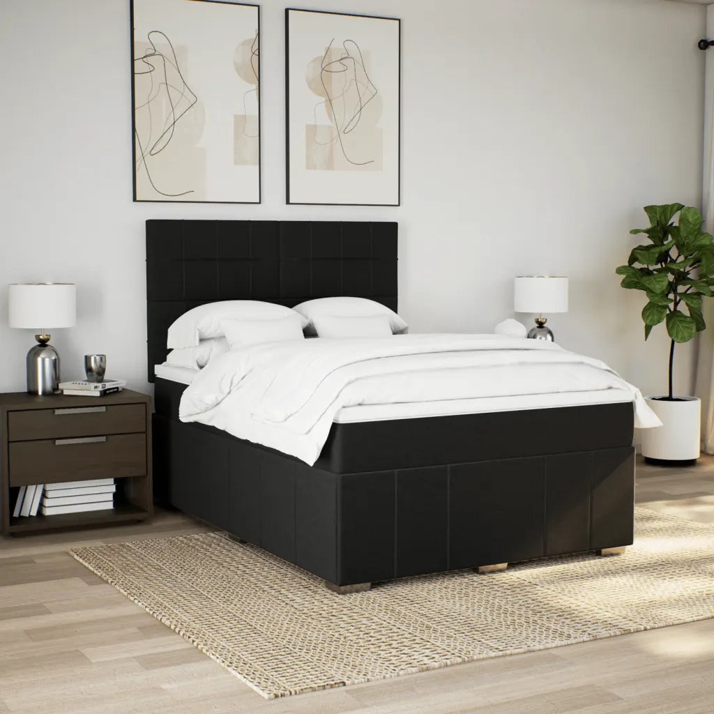 Giroletto a Molle con Materasso Nero 140x200 cm in Tessuto