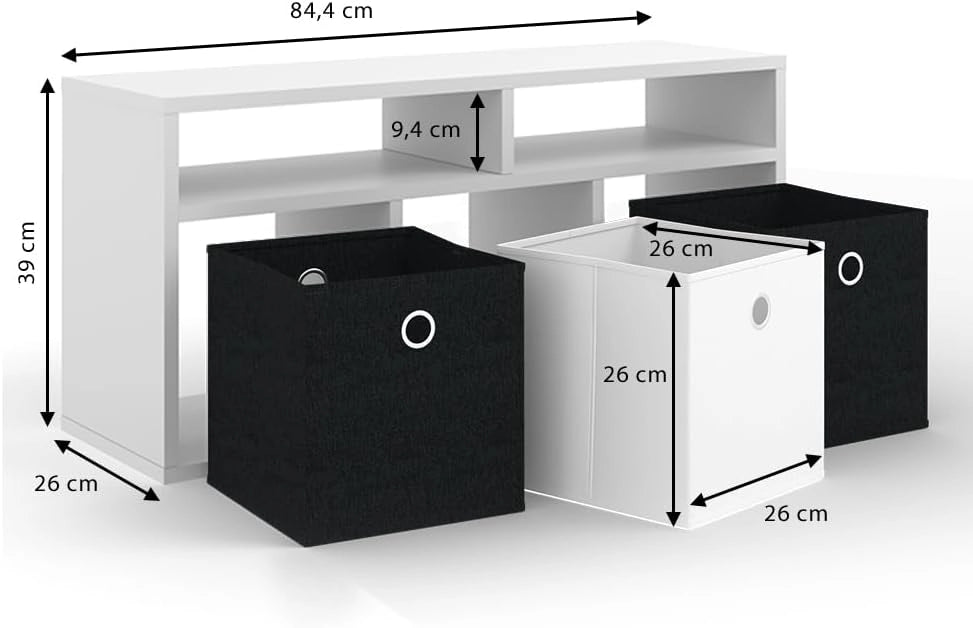 Scaffale Hylda, Bianco, 84.4 x 39 cm, per la separazione degli spazi e la conservazione di libri e scatole