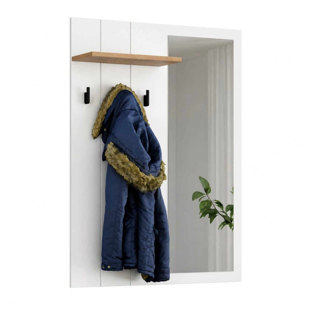 Kaikou, Mobile da Ingresso Specchio Incluso, 77x20x102h cm Bianco