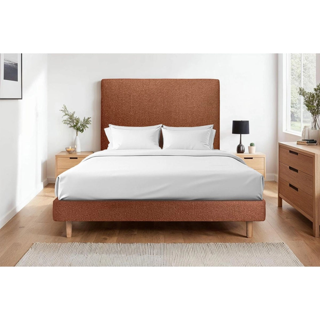 Letto 150x200 cm con testata imbottita - tessuto bouclé